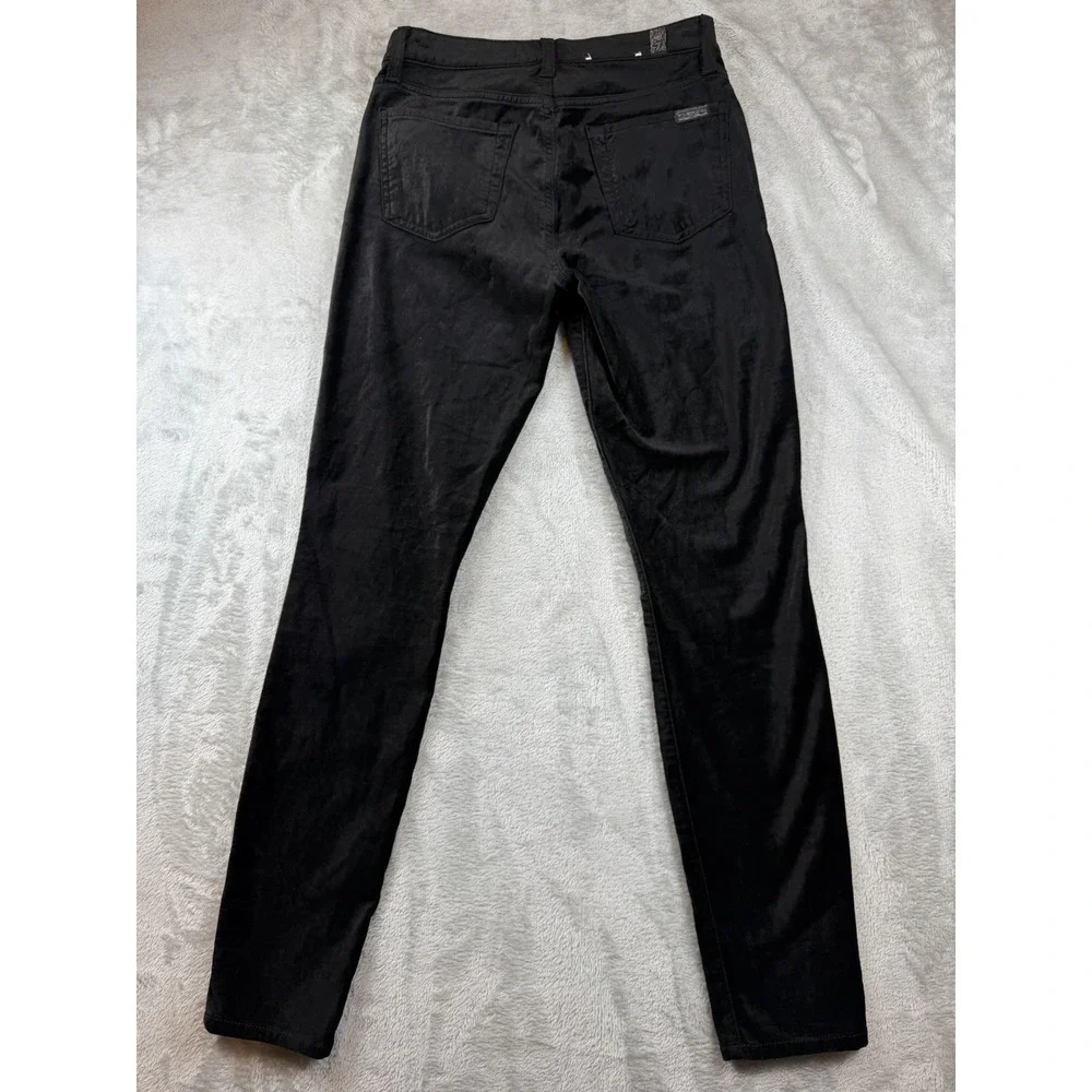 7 For All Mankind Pants Women's Sz 25 The Ankle Skinny Black Velvet Stretch NWT